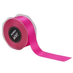 JAM Paper 1.5" x 25yd. Double Faced Satin Ribbon Shocking Pink
