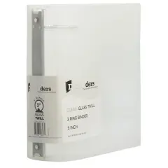 JAM Paper 3" Glass Twill Plastic 3-Ring Binder Clear