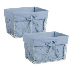DII&reg; Medium Antique White Chicken Wire Basket with Washed Denim Liner, 2ct.