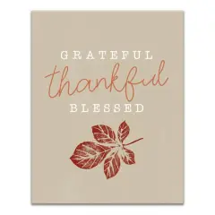 Grateful Thankful Blessed Canvas Wall Art