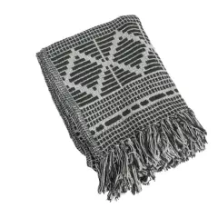 Hello Honey&reg; Green & Beige Diamond Soft Recycled Cotton Blend Throw