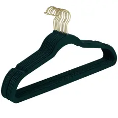 Simplify Super Slim Velvet Hangers with Gold Hook, 10ct. Emerald