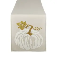 DII&reg; 70" White Pumpkin Embroidered Table Runner