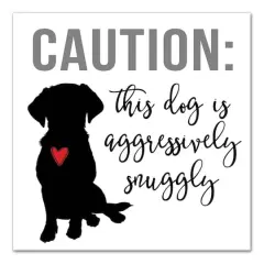 Caution Dog Snuggles Canvas Wall Art