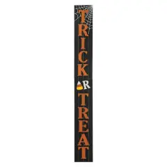 Glitzhome&reg; Orange & Black Wooden Trick or Treat Porch Sign