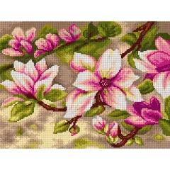 Orchidea Needlepoint Canvas For Halfstitch Without Yarn Blooming Magnolia - Printed Tapestry Canvas