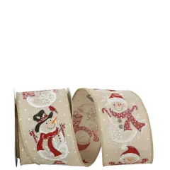 JAM Paper 2.5" x 10yd. Wired Snowman Row Ribbon