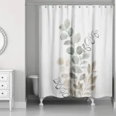Sage Tan Leaves 71" x 74" Shower Curtain