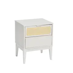 Hello Honey&reg; Crawford 24" Solid Wood Nightstand with Storage Drawers and Cane Detail White