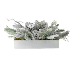19.5" White & Green Berries with Foliage Tabletop D&eacute;cor