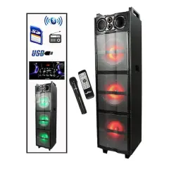 beFree Sound Triple 10" Portable Bluetooth Subwoofer Speaker With Party Lights