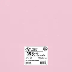 PA Paper&trade; Accents 12" x 12" 73lb. Textured Muslin Cardstock, 25 sheets Strawberry Cream