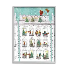 Stupell Industries Santa Claus Gifts City Rooftop Framed Giclee Art Gray