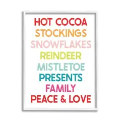 Stupell Industries Peace & Love Rainbow Christmas List Framed Giclee Art White