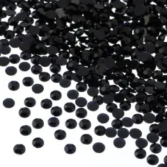 John Bead Acrylic Round Flat Back Rhinestones, 4mm Black