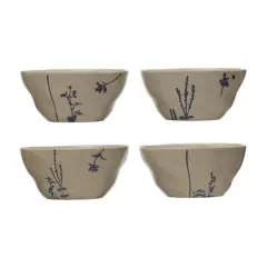 Hello Honey&reg; Antique White & Blue Hand-Stamped Stoneware Bowl Set