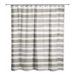 Watercolor Stripes Shower Curtain, 71" x 74" Brown/White