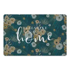 Feels Like Home Tropical Floral Floor Mat Teal