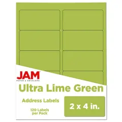 JAM Paper Standard Address Labels, 120ct. Ultra Lime Green