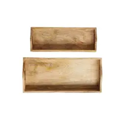 Hello Honey&reg; Rectangle Mango Wood Trays Set