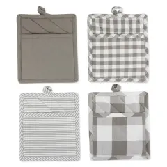 DII&reg; Gray & White Potholder Set Gray and White