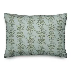 Floral Crest Lumbar Throw Pillow Green