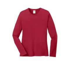 Port & Company&reg; Core Cotton Colors Long Sleeve Ladies T-Shirt Red