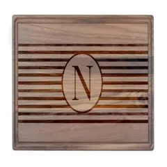 Stripe Monogram Walnut Cutting Board N