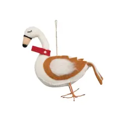 Hello Honey&reg; 8.5" Multicolor Wool Felt Swan Ornament