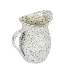 Hello Honey&reg; 6.5" Mint & Pink Splatterware Enameled Metal Pitcher