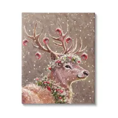 Stupell Industries Deer Antler Holiday Ornaments Canvas Wall Art