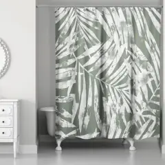 Tropical Leaves Shower Curtain Sage