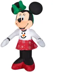 3.5ft. Airblown&reg; Inflatable Minnie Mouse in Snowman Sweater and Snowflake Skirt
