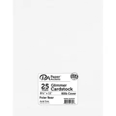 PA Paper&trade; Accents Glimmer 8.5" x 11" Cardstock, 25 Sheets Polar Bear