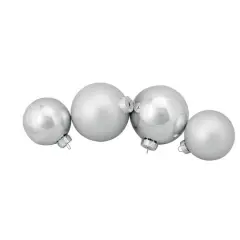 72ct. 4" Silver Shiny and Matte Christmas Glass Ball Ornaments