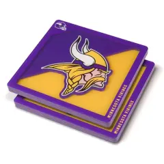 NFL 3D Logo Series Coaster Set Minnesota Vikings