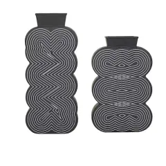 Black Stoneware Contemporary Vase, Set of 2" 12",10"