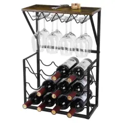 NEX&trade; 23.5" Brown Freestanding 12-Bottle Wine Rack
