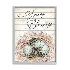 Stupell Industries Spring Blessings Bird Nest Nature Framed Giclee Art Gray