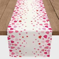 Pink & Red Dainty Heart Border Twill Table Runner