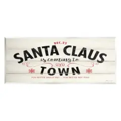 Stupell Industries Santa Claus Coming To Town Rustic Wall Plaque Art