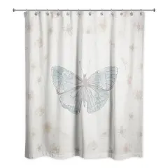 Blue Butterfly & Floral Shower Curtain