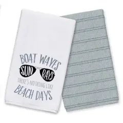 Beach Days Tea Towel Set Blue/Blue