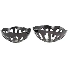 Aluminum Drip Decorative Bowl Set with Open Frame Design Black