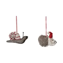 Hello Honey&reg; Handmade Wool Felt Hedgehog & Snail Ornament Set with Embroidery