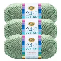 3 Pack Lion Brand&reg; 24/7 Cotton&reg; Yarn Mint