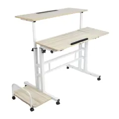 Mind Reader Woodland Collection White Adjustable Mobile Sit & Stand Laptop Desk