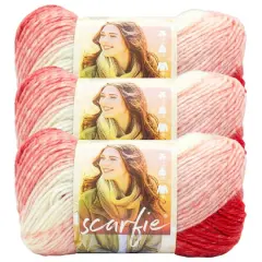 3 Pack Lion Brand&reg; Scarfie Yarn Red/Cream