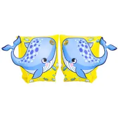Pool Central&reg; 9" Inflatable Yellow and Blue Whale Arm Band Floats, 2ct.