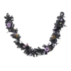 6ft. Black & Purple Rose & Lace Bow Garland by Ashland&reg;